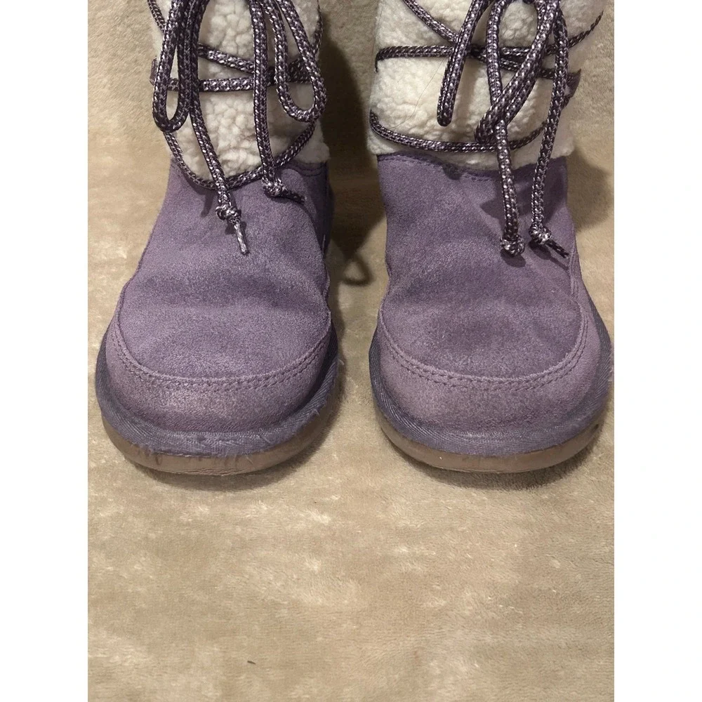 Koolaburra by UGG Girls 2 Michon Short Purple Suede Boots Sherpa Lined Winter